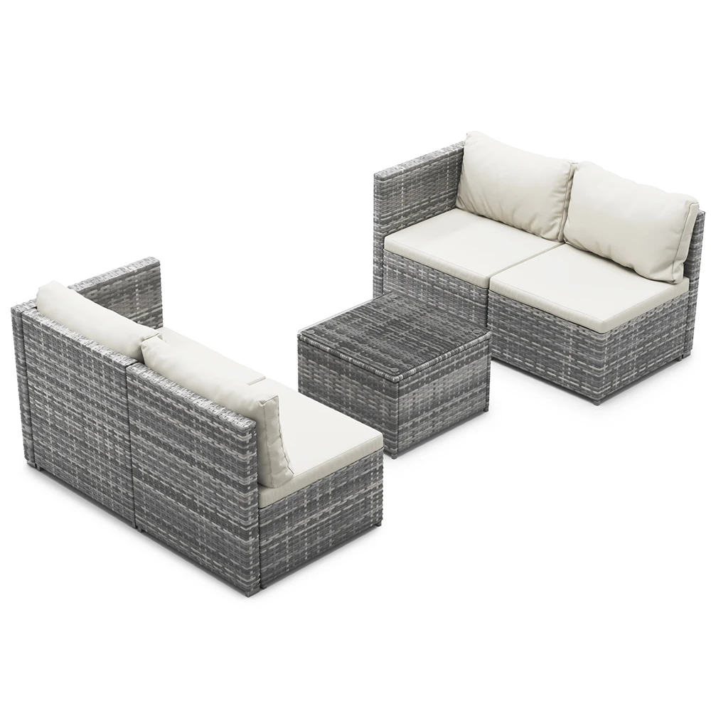 Furniture Wholesaler Outdoor Living Seating Sectional Poly Rattan Wicker Free Combination  Garden Sofa