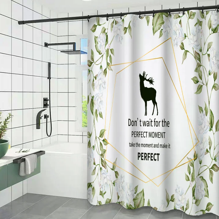 
Flamingo Deer Girl Shower Curtains Waterproof Polyester Bathroom Curtain Ruffle Curtains For Bathroom With Hooks 