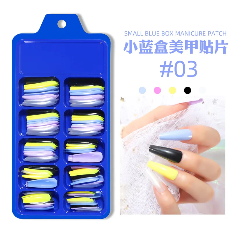 Ballet full patch nails Long French False Nail Natural Nude White Press on Nail Tips