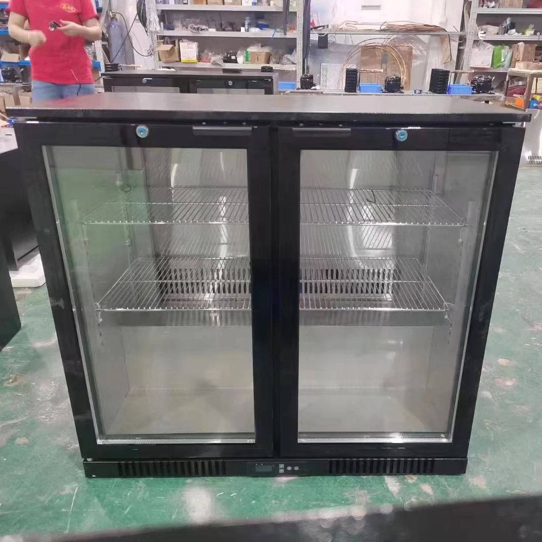 208L 2 двери черный цвет Задняя панель охладитель коммерческий бар холодильник охладитель пива в наличии