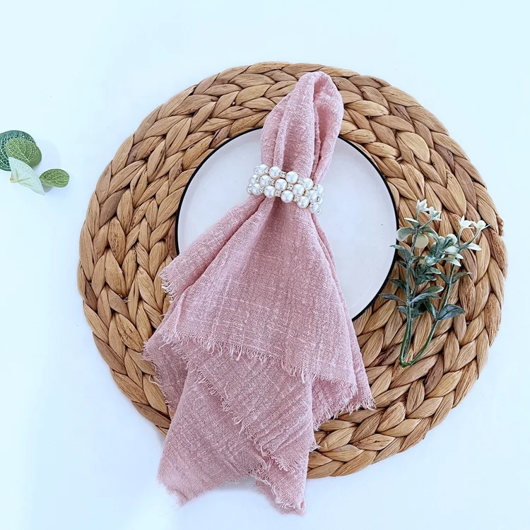 Pink Muslin Tea Towel Cheesecloth Napkins Raw Edge Cotton Gauze Napkin for Wedding