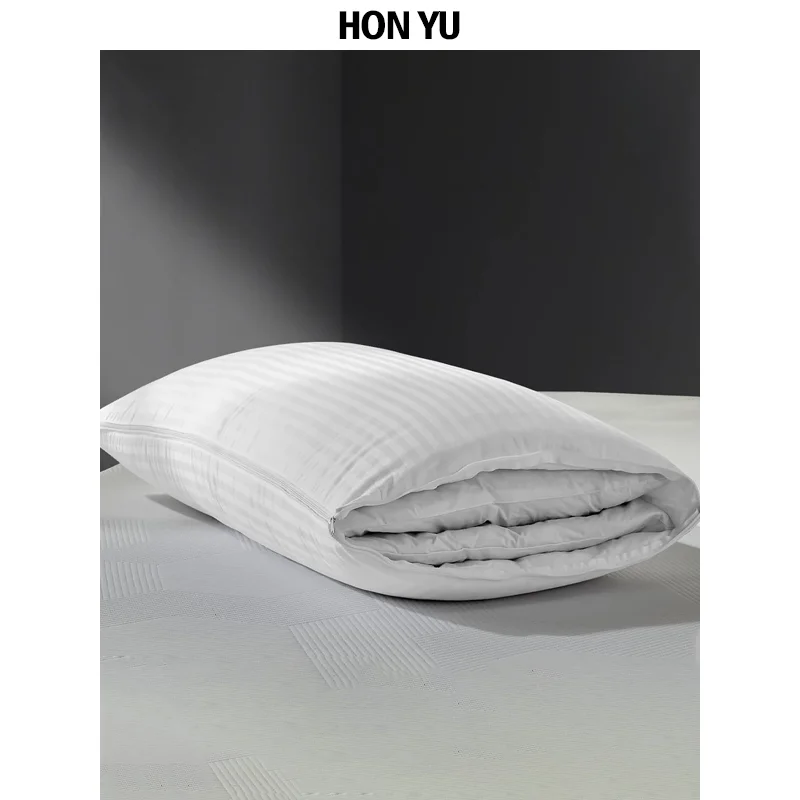 2 in 1 Assembled Goose Feather Down Pillow for Sleeping Standard/Queen/King Size Soft Medium Firm Adjustable Bed Pillow for Home