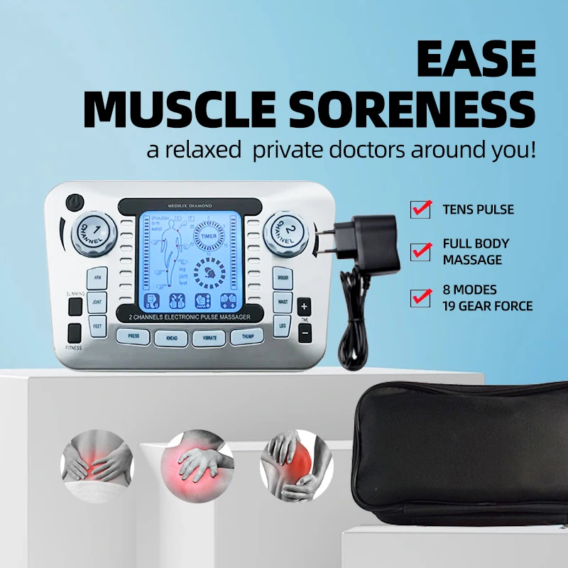EMS Machine Massager, ABS Pads Holder, slipper, Charge and Dust-Proof Storage Bag Multi-Massage Modes for Home Office Use