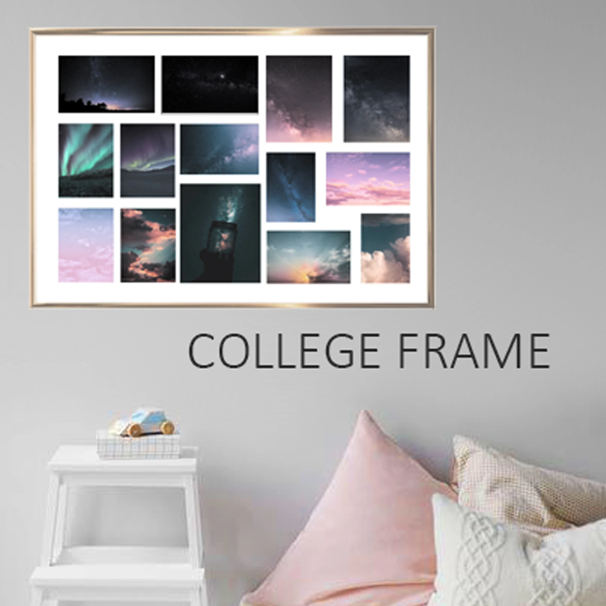 Customization Small Fresh Plastic Photo Collage Frame Living Room Sofa Background Hanging Picture Frame Wholesale