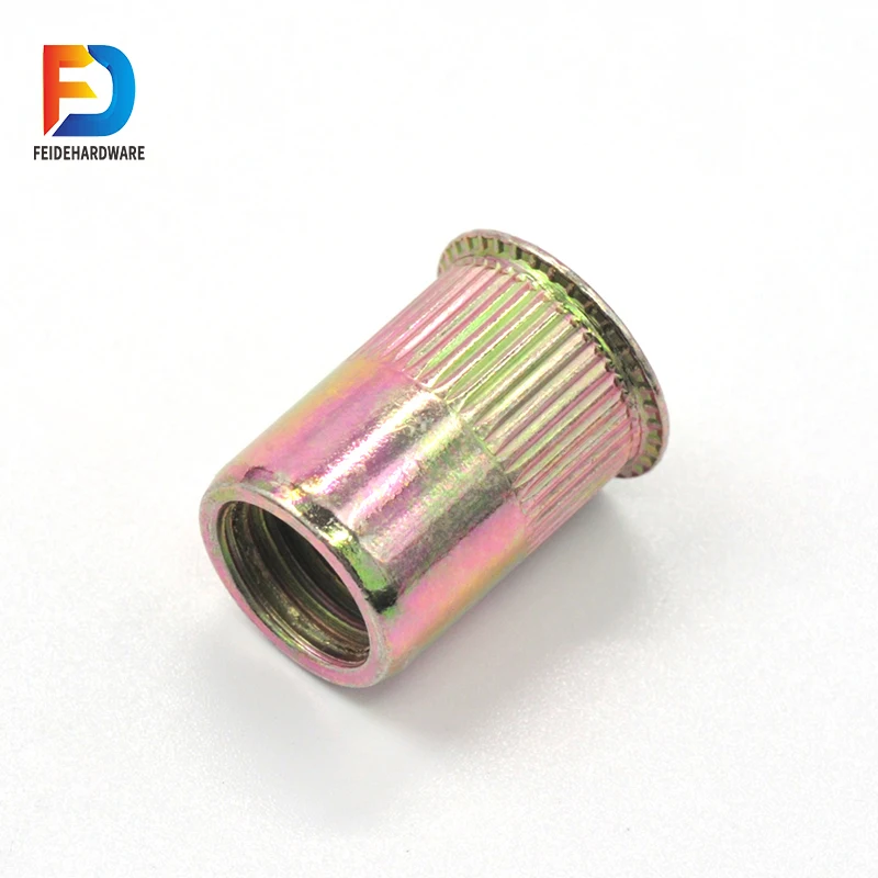 Высококачественная китайская заклепочная гайка, цветная заклепочная гайка m10 1,25, заклепочная гайка с потайной головкой из углеродистой стали, заклепочная гайка