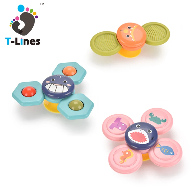 
2021 New arrived stackable suction cup bath spinner toy baby rotating teether set 