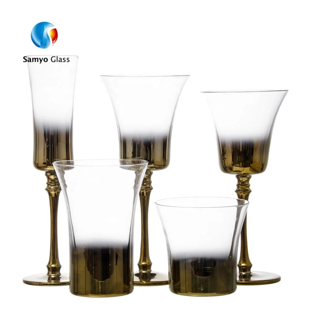 Vintage Drinking Glassware Handmade Foil Silver/Rose Gold Wine Glass