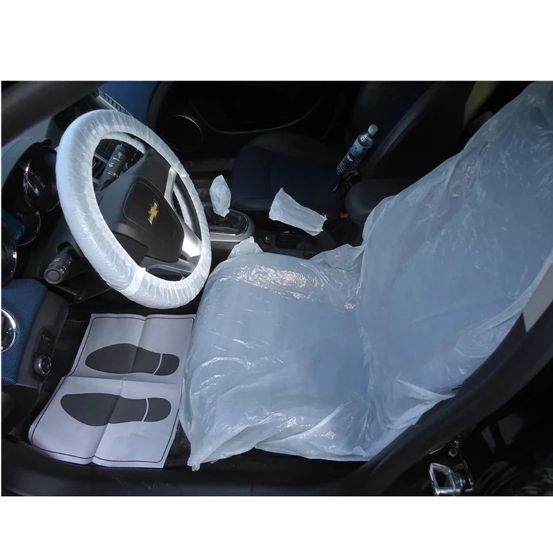 clear color Pe Disposable Plastic Car Seat Cover and clean set With High Quality