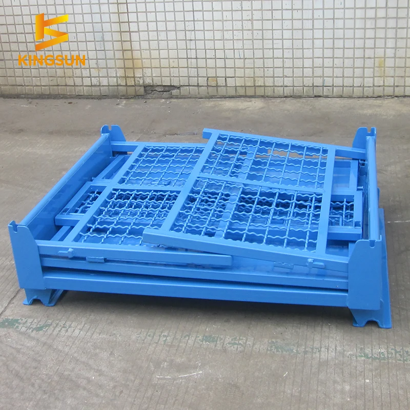 collapsible stacking steel wire mesh pallet box metal rack stillage metal pallet steel mesh box for auto parts
