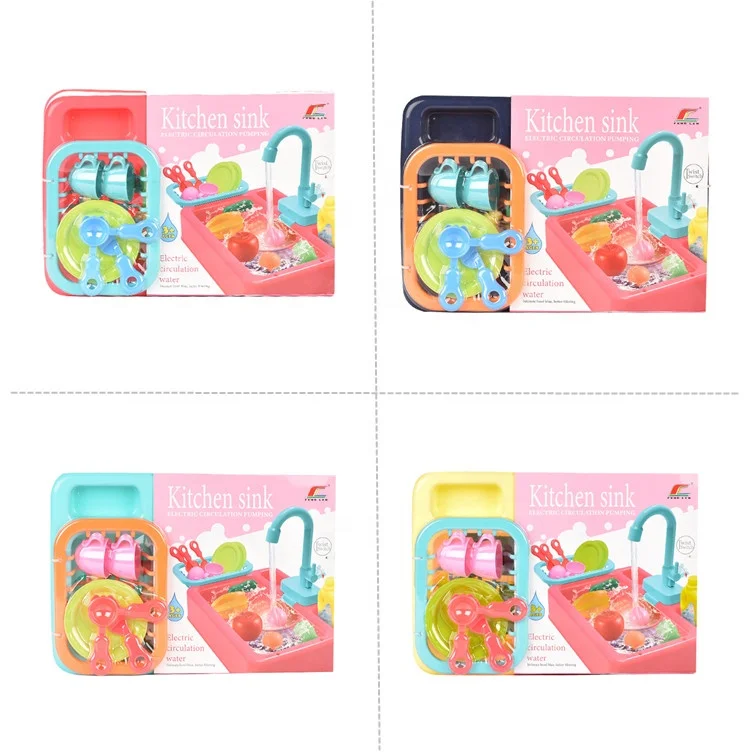 
Plastic Electric Kitchen Washing Sink Toy With Faucet Recirculating Water Pretend Play Toys 
