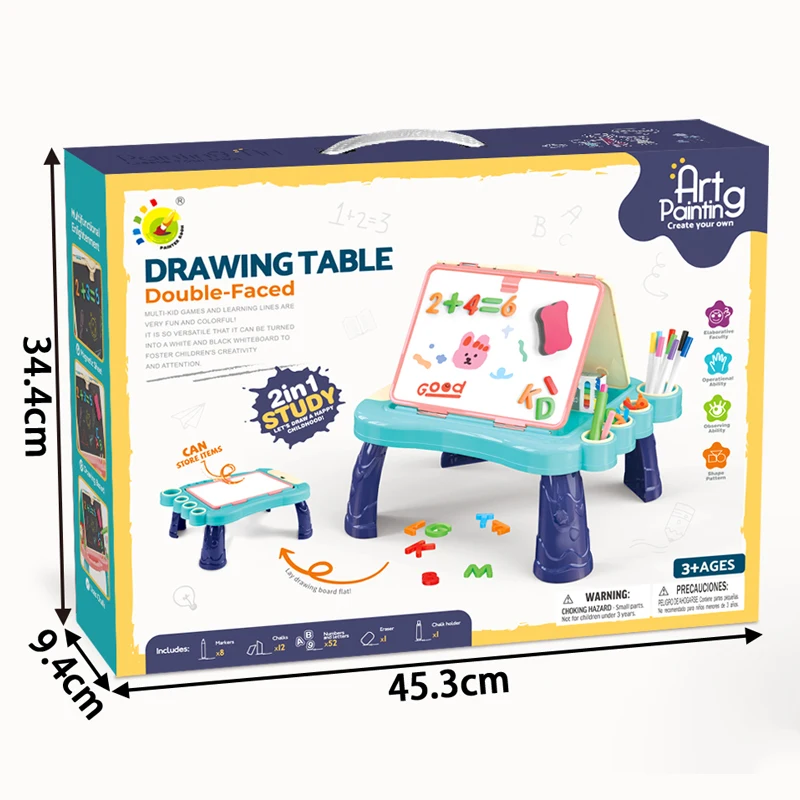 BGL Educational Double-Sided Drawing Board Kids Black White Magnetic Tabletop Easel Color Painting Doodle Toy