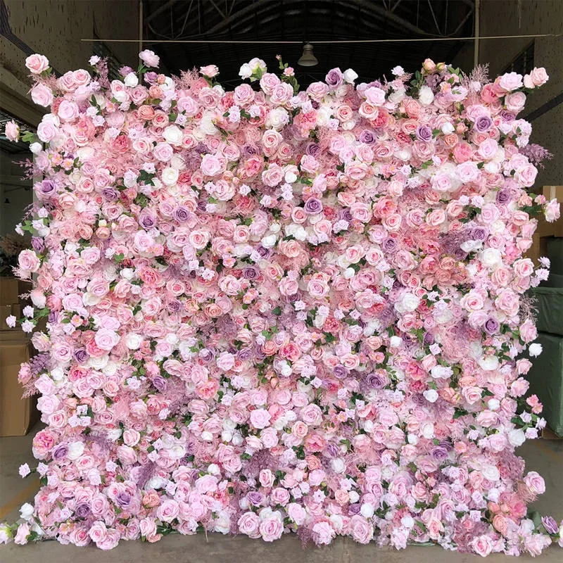 Silk Wedding Event Floral 5D/8D Artificial Rose Flower Wall Wedding Home Party Decoration Stage Backdrop