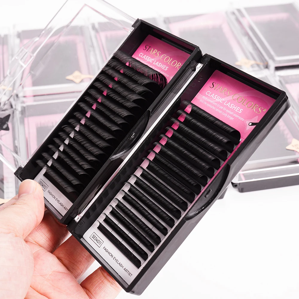 Russian Volume Eyelash Extensions Ciglia De Cils Classic Black Cashmere Lash Extensions Individual Matte Lash Trays Wholesale