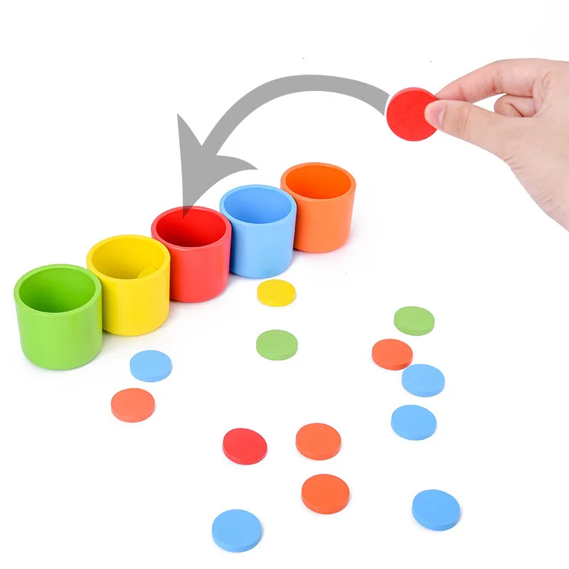 Hot Montessori Rainbow wooden Color Matching Sorting Cups Learning Color Matching Teaching Sets woody baby toys of baby table