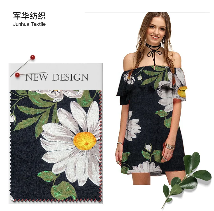 40*40 модная популярная вискозная ткань с принтом подсолнуха для женских тканей