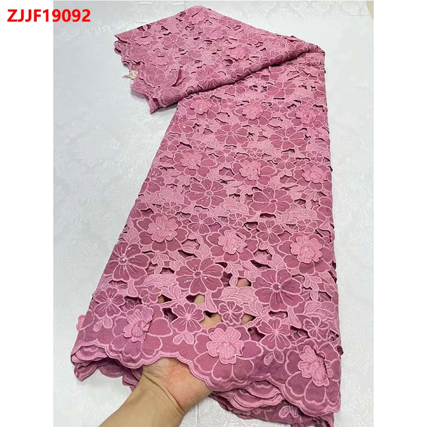 3D flower hollow out hard cotton fabric sequin embroidery lace