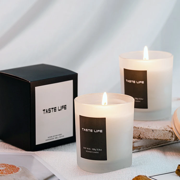 Custom Empty 8 oz 10 oz 14 oz Large Clear Frosted Glass Candle Jars With Metal Lid Box for Candle Making