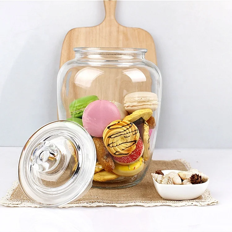 2200ml clear Home deco glass pasta nuts dry food storage canister jar with hermetic lid