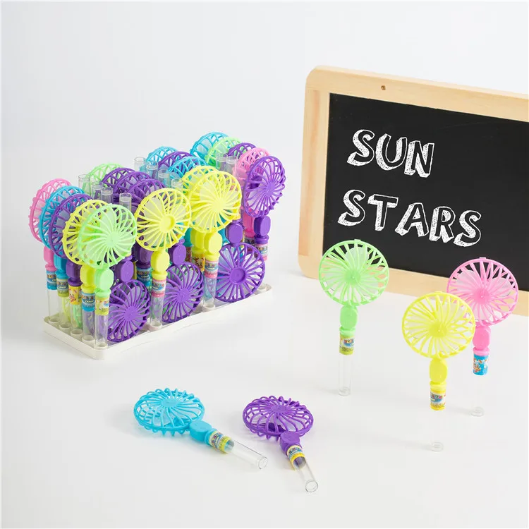 Fancy wholesale kids gifts 5 colors plastic mini fans toy candy for promotional