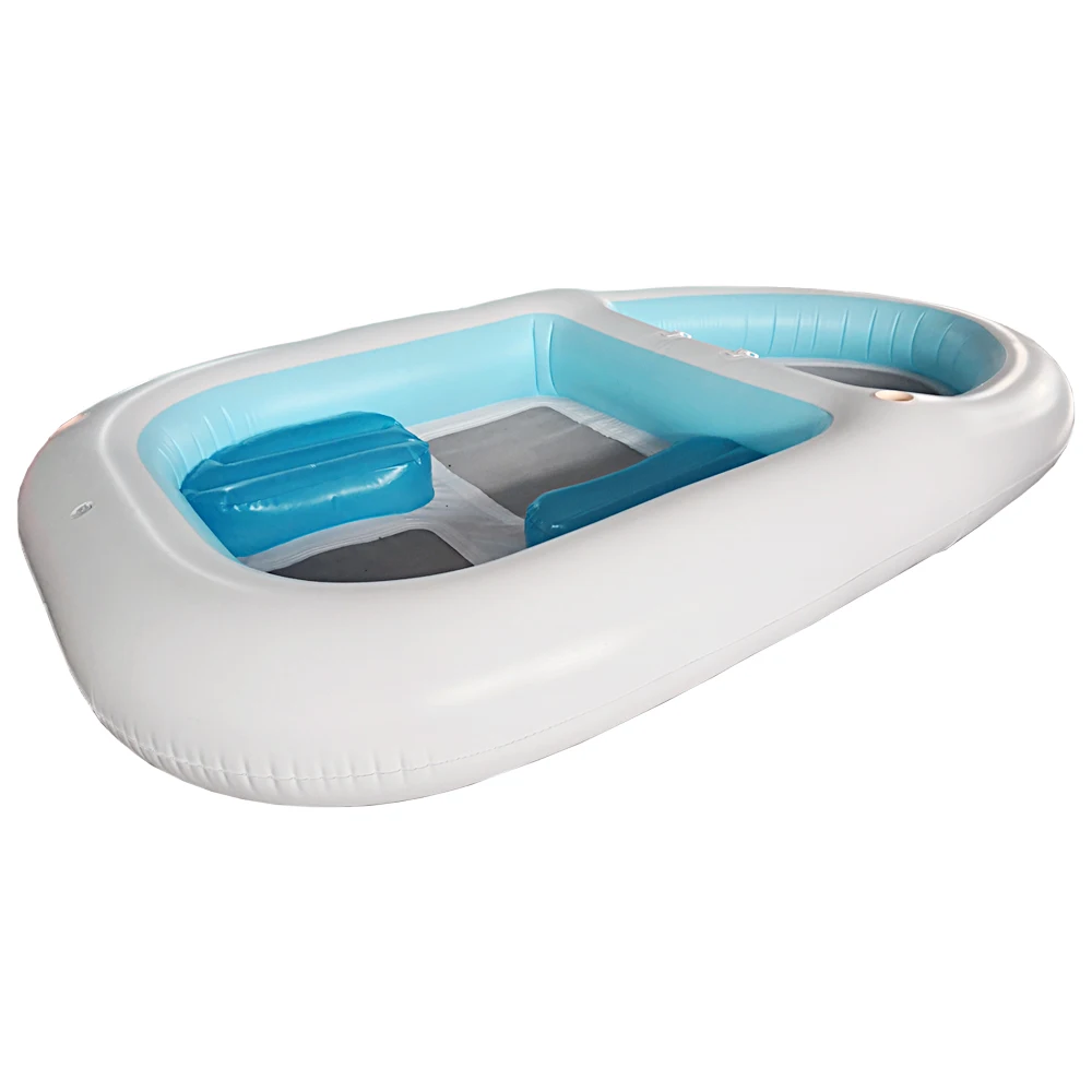 Custom Inflatable yacht dock platform floating island fishing kayak boat Bay Breeze Boat Island inflatable pool float boat