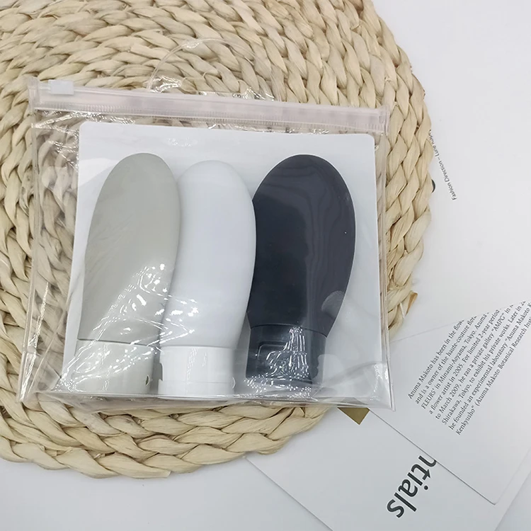 factory custom 3 pcs travel soft silicone soap dispenser sub-bottle outdoor portable 60ml liquid dispenser refillable bottle