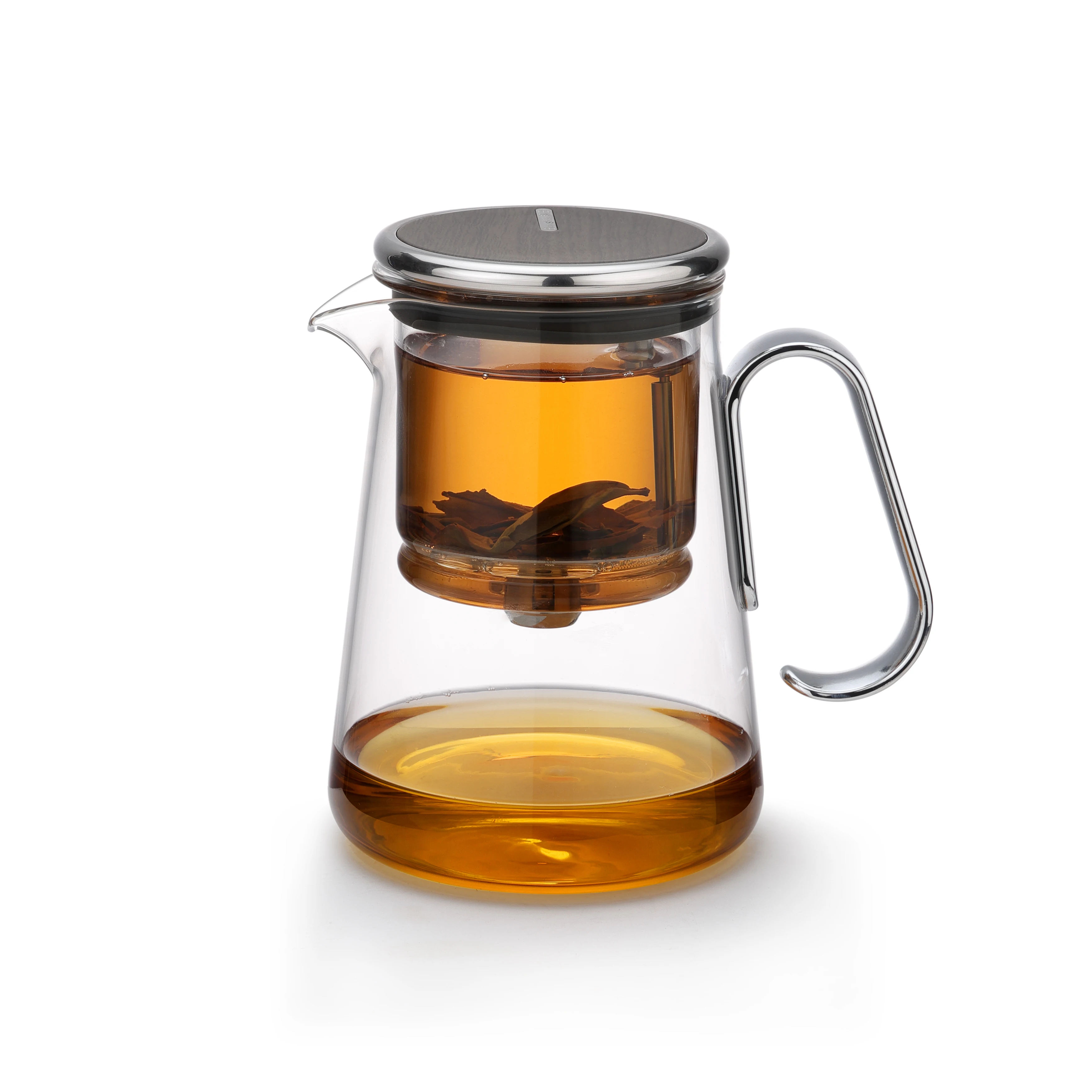 Hot Sale Custom Healthy Drink 700ml Chinese Heat Resistant Glass Kettle Magnetic Rotating Tea Pot Set With Handle Filter