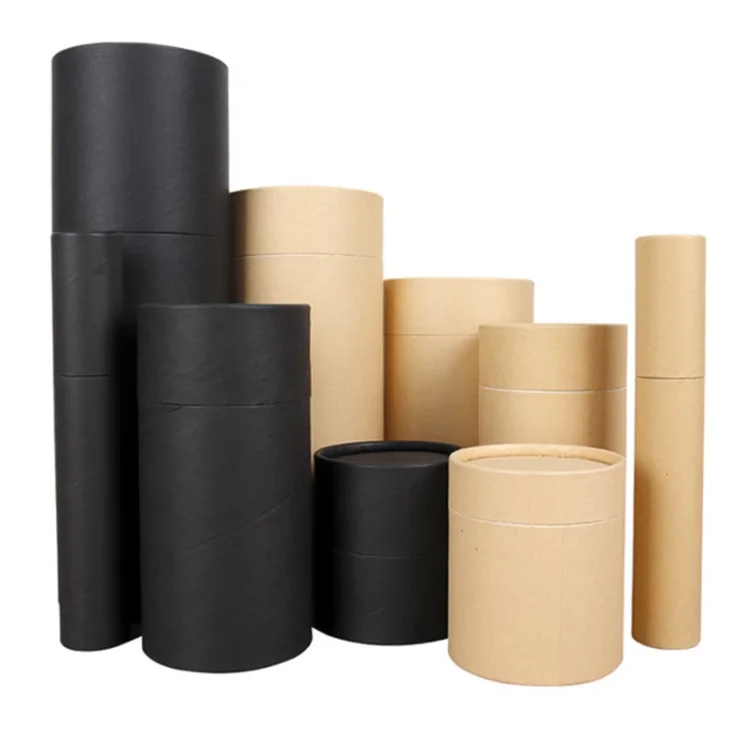 Free Design Custom Coffee Tea Gift Kraft Cardboard Packaging Paper Round Tube Cylinder Circle Box