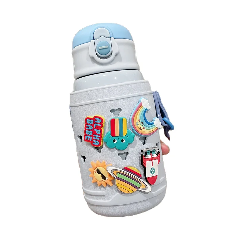 Madou детская бутылка для воды с вакуумной изоляцией силиконовый чехол Теплая бутылка для воды из нержавеющей стали для детей школы