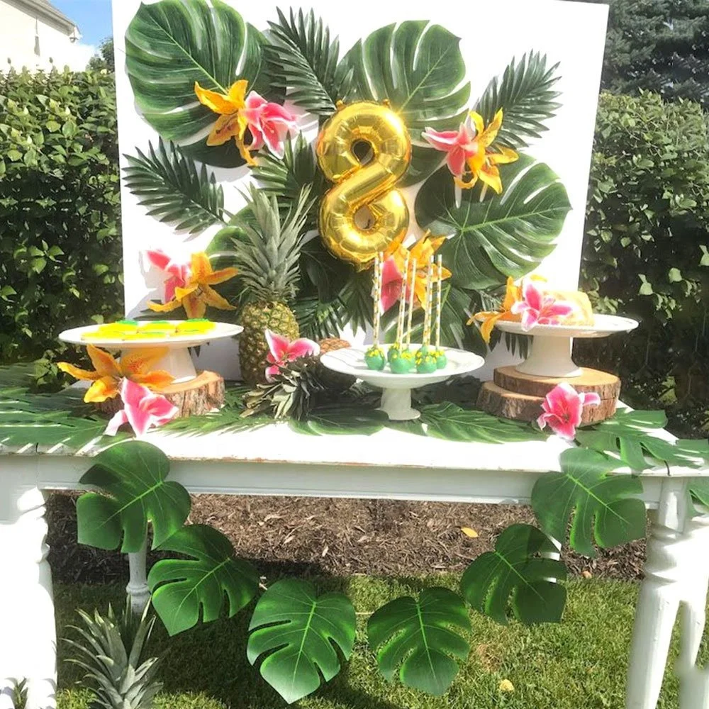 
Hawin different kinds of fake leaves artificial flowers for Jungle Theme Party 