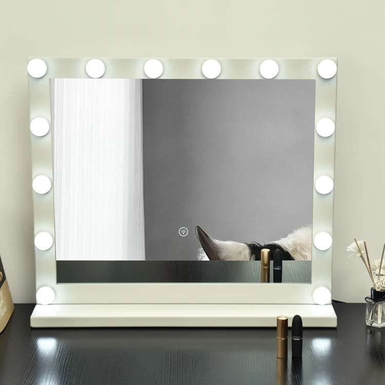Barber Shop Beauty Salon Station Framed Light Up Makeup Vanity Hollywood  Mirror With Led Bulbs