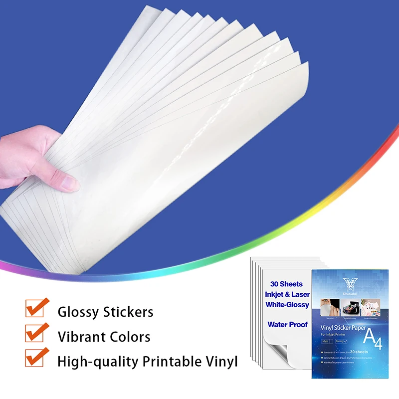 Premium Printable A3 A4 Custom Glossy White Coated Waterproof Sticker Paper Self Adhesive Paper For Laser & Inkjet Printer