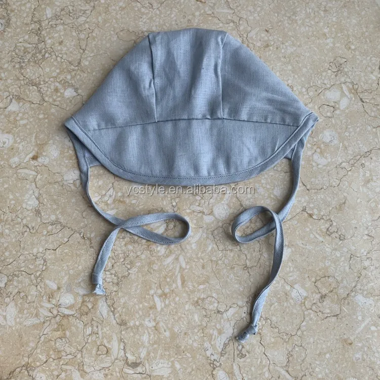 Wholesale Custom Logo Linen Cotton Baby Brim Bonnet Summer Unisex Visor Plain Dyed Baby Brim Hat