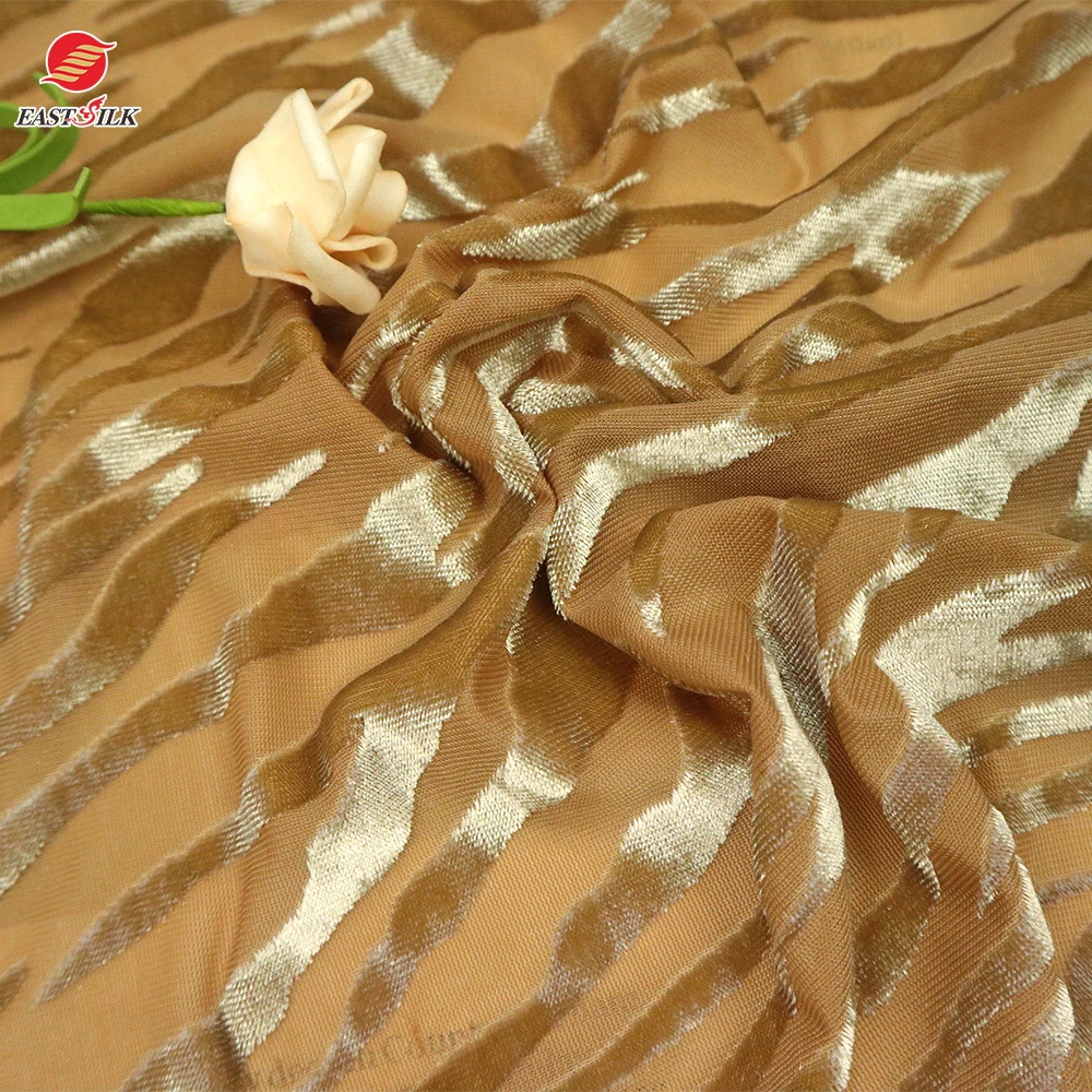 Manufacture cloth material polyester nylon stretch velboa velvet fabrics luxury burnout velvet fabric for dresses