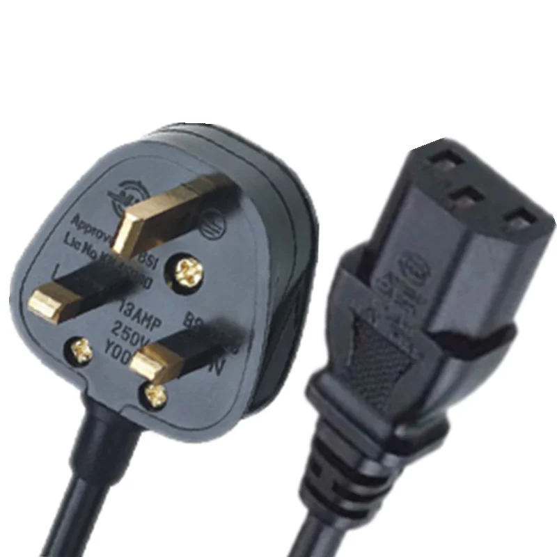 3 Pin UK Kettle Lead Main Plug ac power cord with female power cord ends for computer laptop power cord