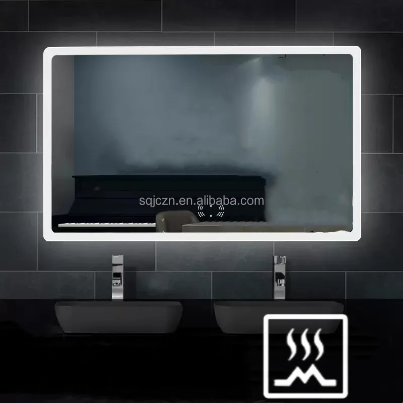 Factory Custom Illuminated LED Bathroom Mirror with Bluetooth Speaker Hand Wave Induction Led Makeup Mirror Anti Fog Waterproof