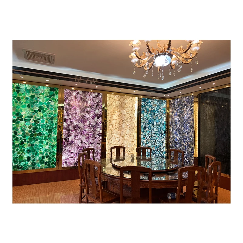 Custom Polished Natural White Crystal Quartz Agate Semi Precious Stone Slab and Tile