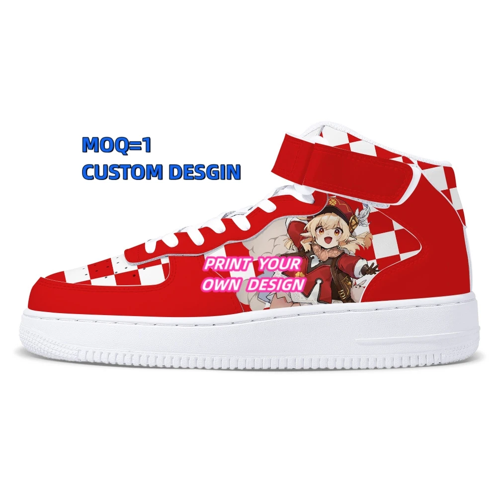 Custom Logo Skateboard Sneakers Mid High Anime Chaussures-Hommes Personalized Chunky Casual Shoes for Men Summer Breathable