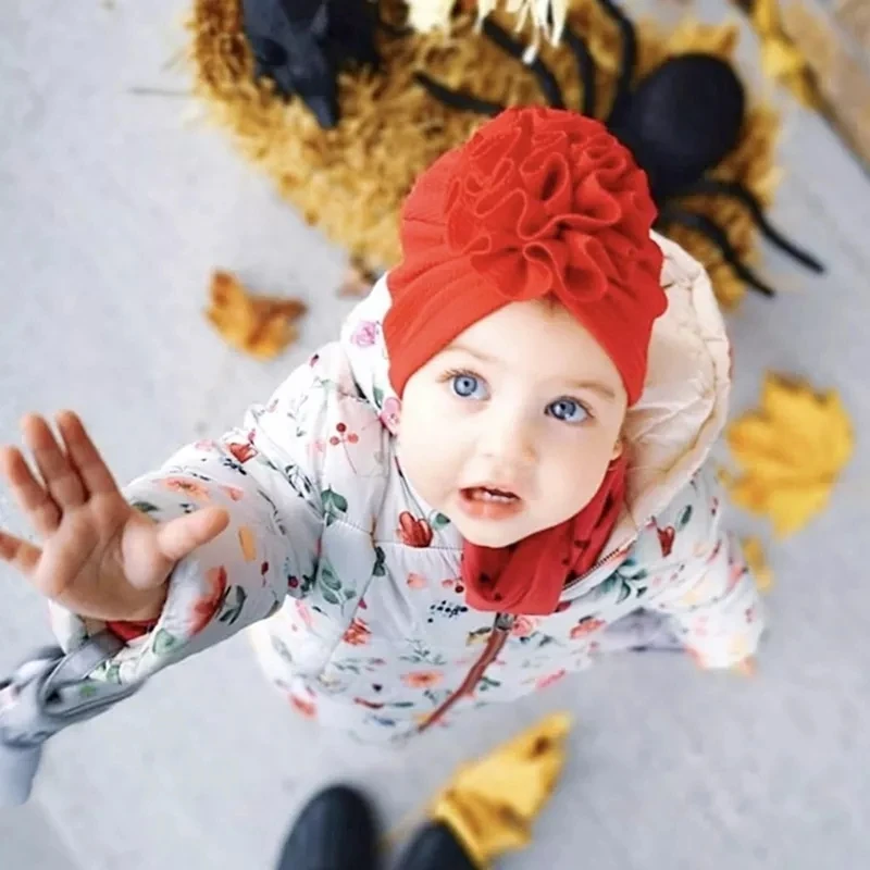 Amazon New Arrival Handmade Baby Flower Hat Toddler Turban Infant Hat Baby Girls  Bows Beanie hat