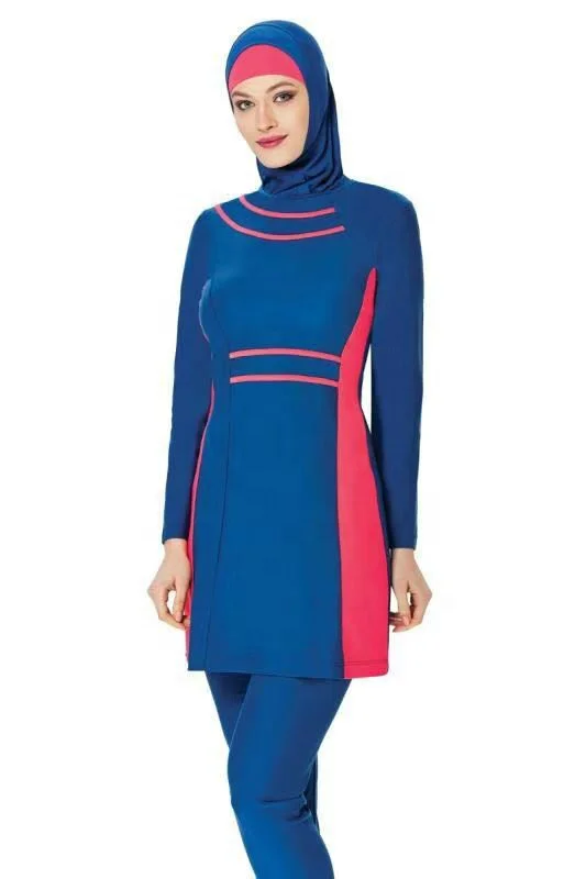 MOTIVE FORCE 3pcs Strips Patchjob Fashionable Muslim Islamic Swimwear Wholesale Burkini Muslim Swimwear Woman