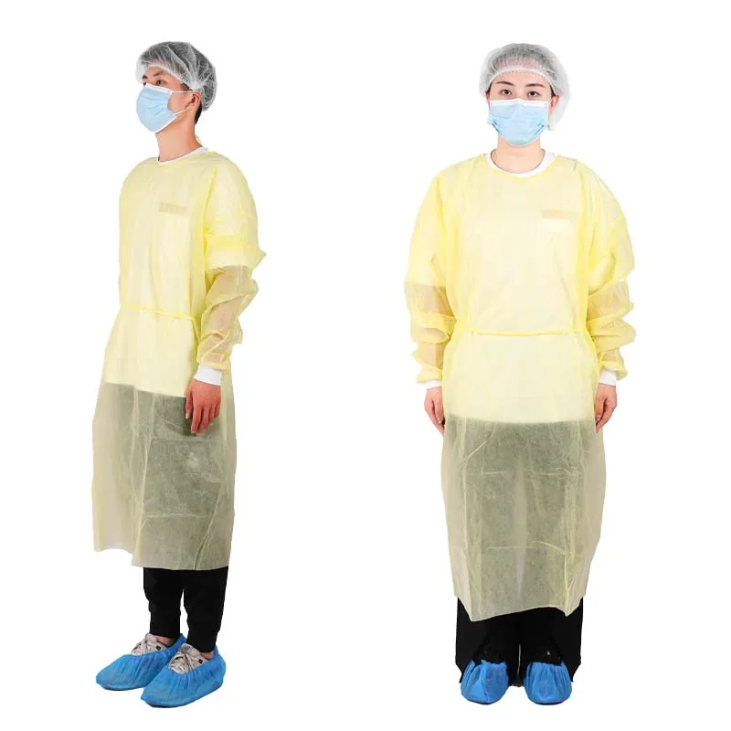 Hot Sale Disposable SMS Non Woven Blue Knitted Cuffs Isolated Gowns