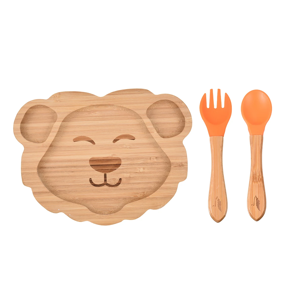 100% Natural Wooden Baby Dinner Plate Baby Bamboo Suction Plate Eco Friendly Lovely Bamboo Animal Baby Plate
