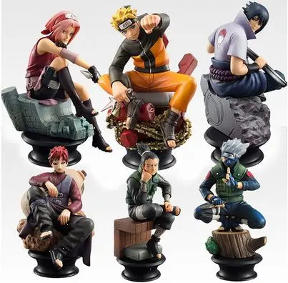 6pcs/set Opp Bag Japan Chess Styles Cosplay Anime PVC Figure Uzumaki Uchiha Sasuke Hatake Kakashi Grandista Toys 9cm