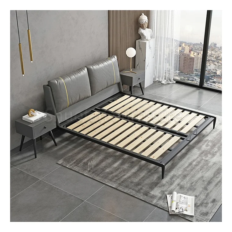 Wholesale Bedroom Furniture Manufacturer Leather Bed Hotel Bedroom Set King Size Queen Bed