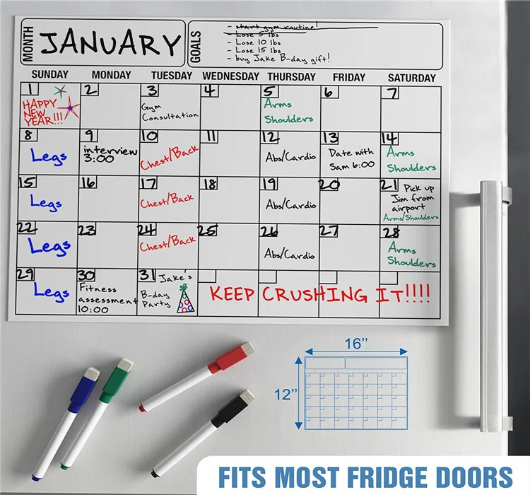 17*11inch Monthly Weekly Planner Magnetic Dry Erase Whiteboard Sheet Magnetic Refrigerator Calendar for Fridge