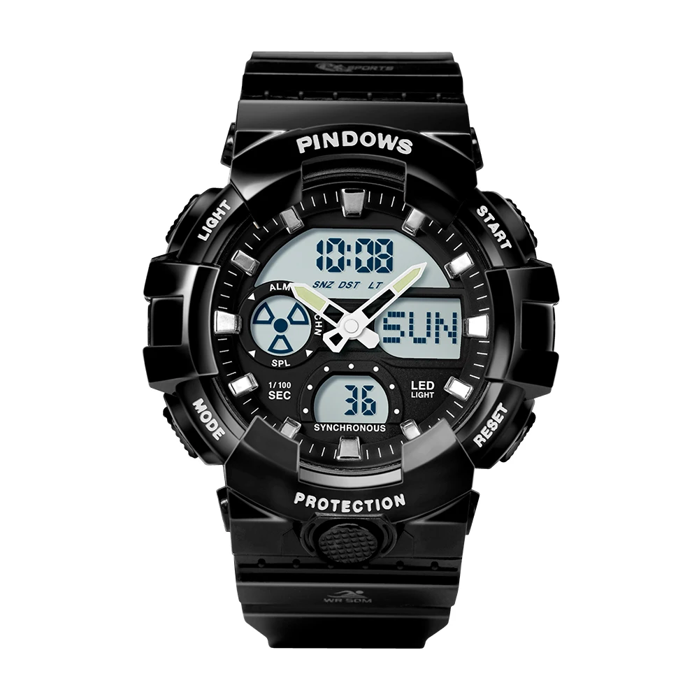 PASNEW Waterproof Creative Fashion Luxury Casual Sports Male Analog Wrist Digital Watch Quartz Plastic Men Stainless 50 Meters