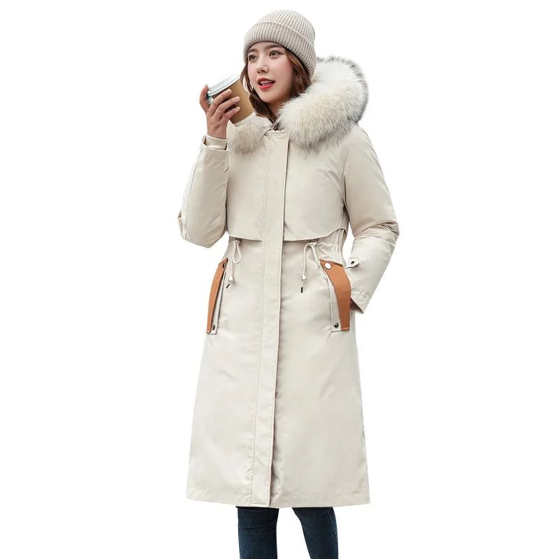 Ready To ship  Ladies Casual Warm Padding Jacket With Hood Edge Like Rabbit Fur Winter Style Women Hoodie Jackets