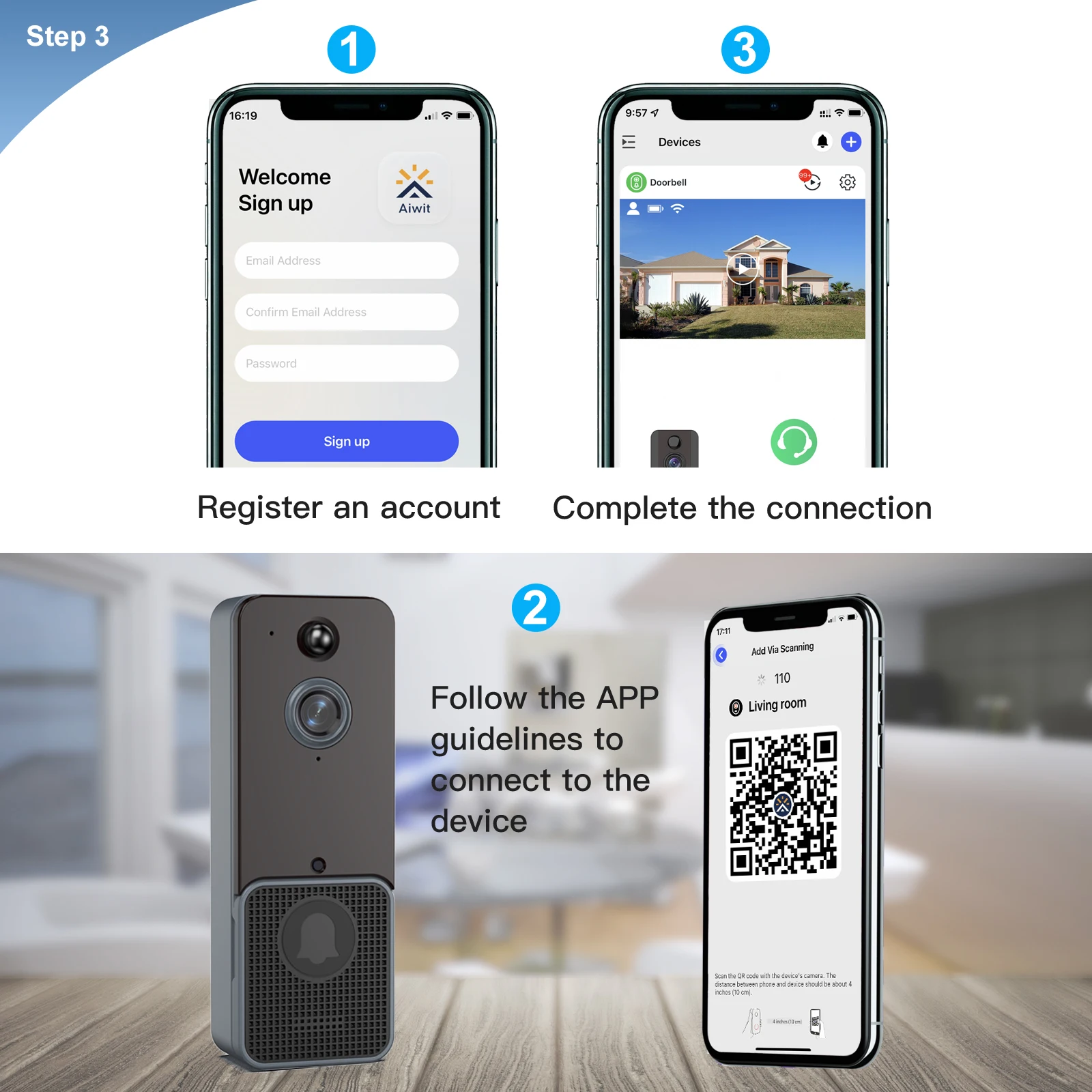 Smart Wireless Video Tuya ring Door bell Waterproof 720PHD Remote Control Home Camera Video Doorbell
