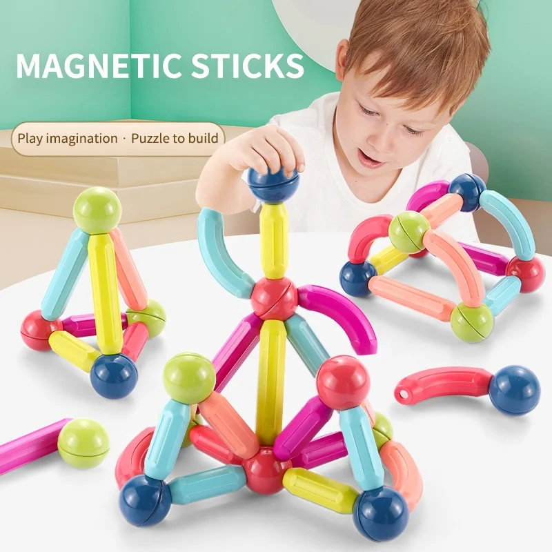 Hot-selling Strong Magnet STEM Learning 3D Building Blocks Magnetic Balls and Rods Set for Kids