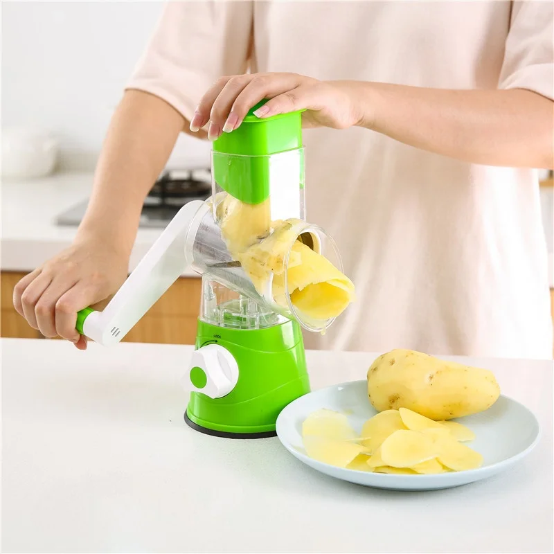 Rotary Cheese Grater 3 Drum Blades Manual Vegetable Slicer Walnuts Grinder Cheese Shredder Kitchen Vegetable Cheese Grater