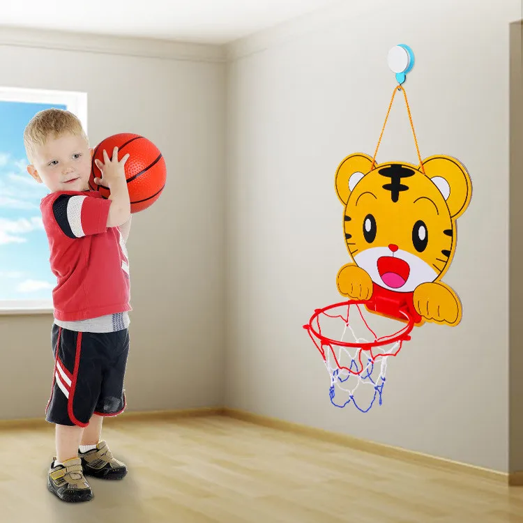 Baby Sport Toy Indoor Outdoor Removable Door Wall Hanging Cartoon Animal Portable Mini Board Basketball Hoop With Ball